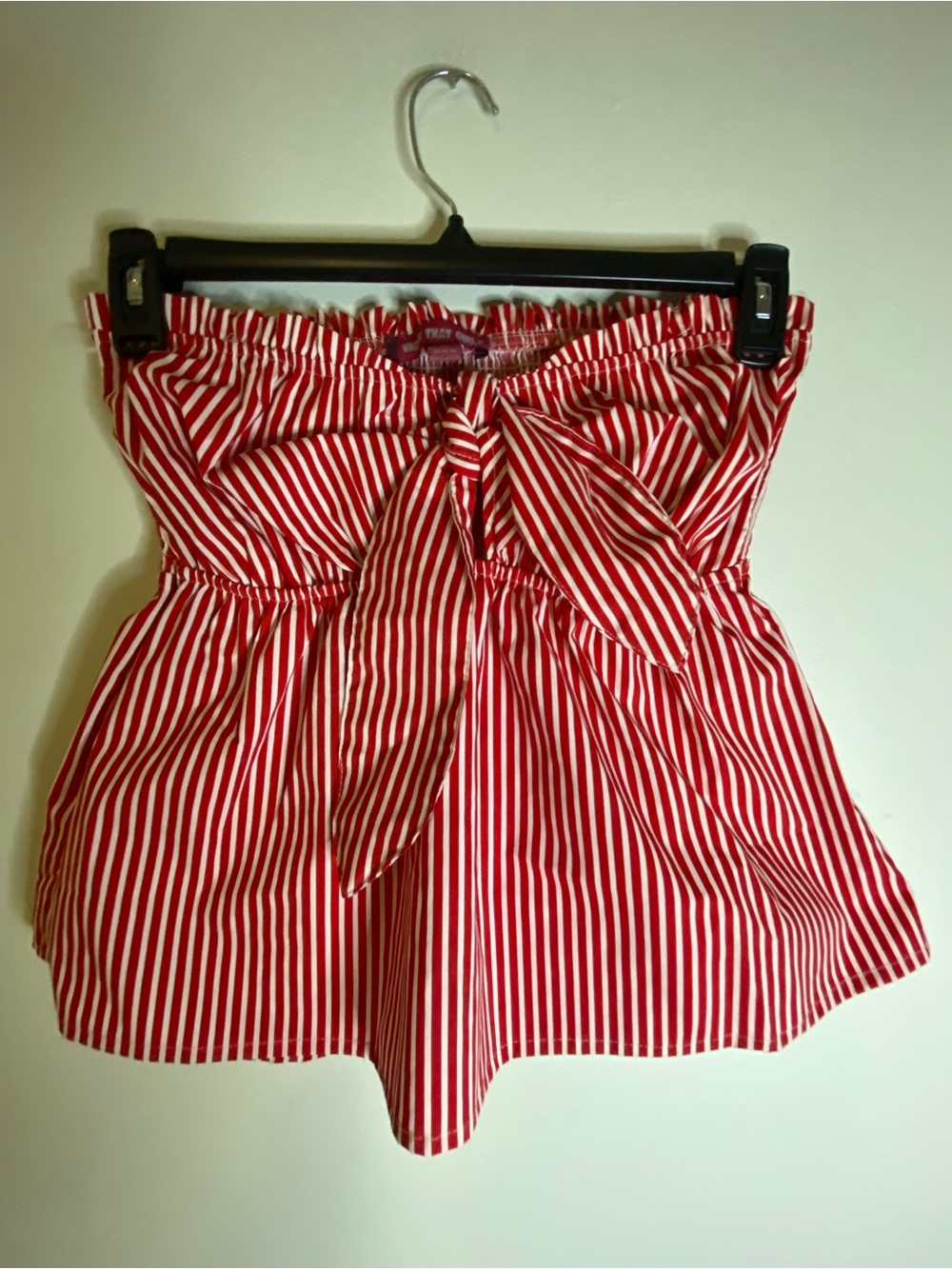 Striped Red and White Tie-Front Women's Tunic Top